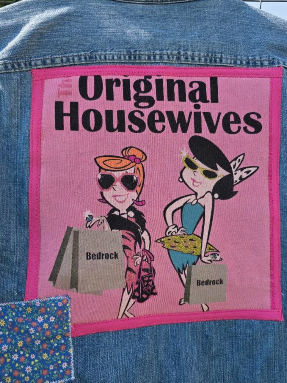 Upcycled The Original Housewives Betty and Wilma Denim Shirt S M - Picture 6 of 6